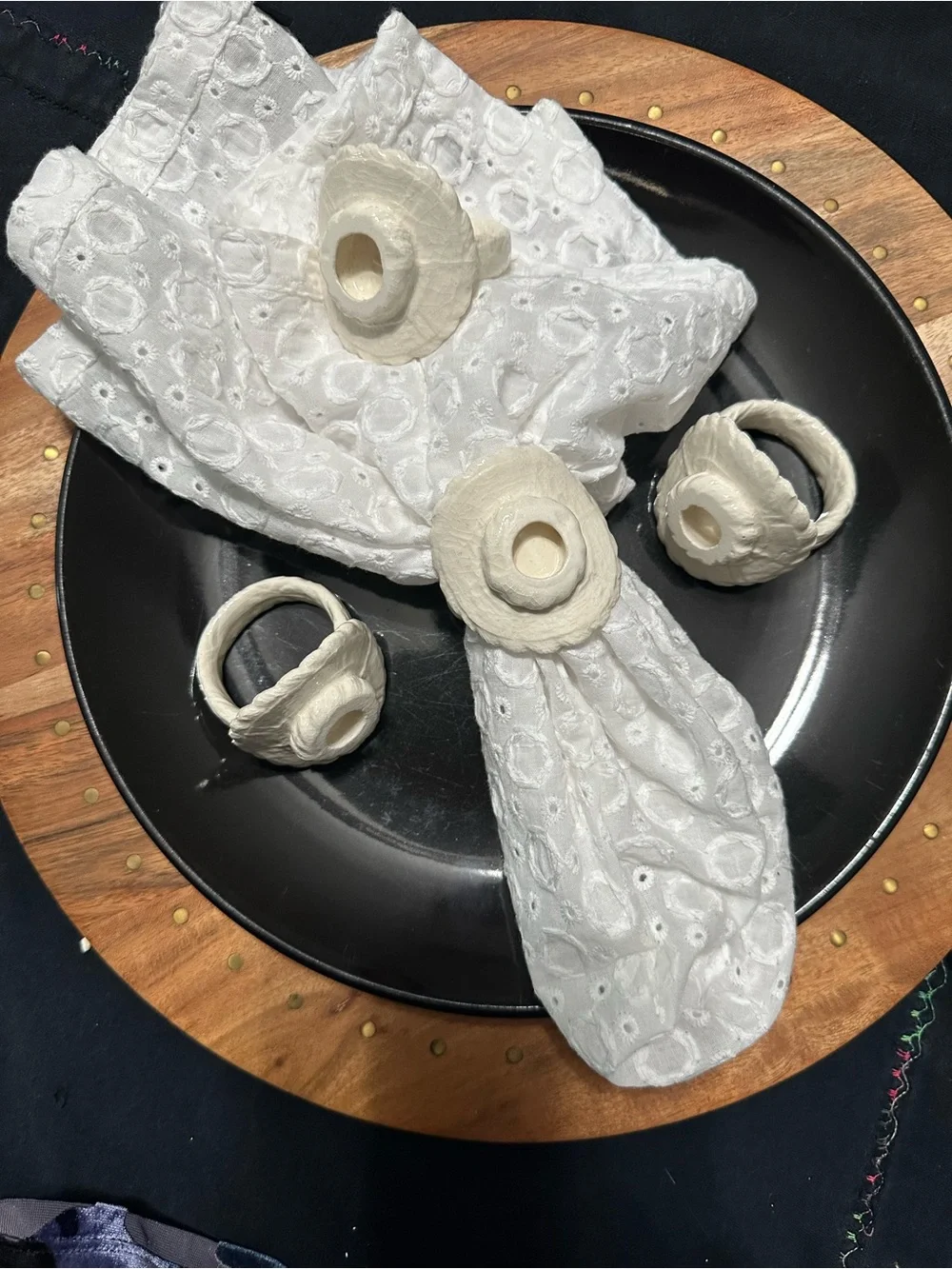 Cream Napkin Ring Set of 4 - Home Dining Serveware
